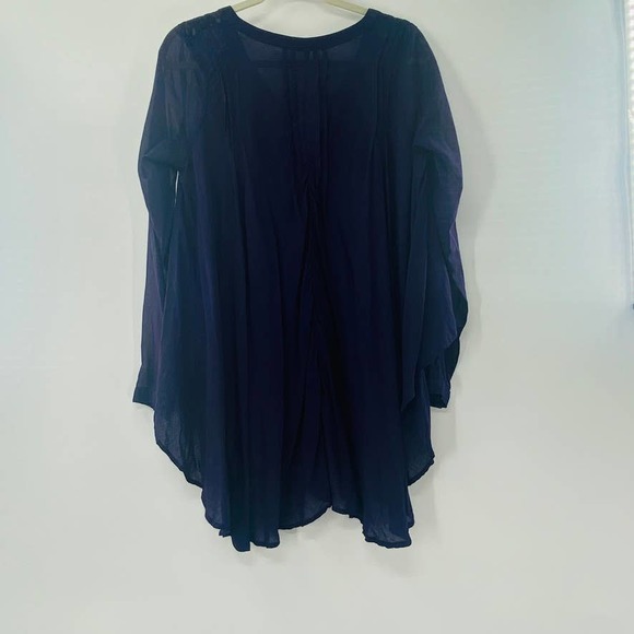 Free People Sisters of the Moon Pleated Button Front High Low Purple Top Size XS - Picture 3 of 13